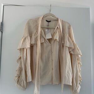 Zara Cream Ruffled Blouse